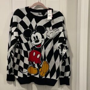 Disney Crewneck Sweater Black and White with Cartoon Design